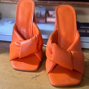 Open-Edit Orange Knot Slide Mules